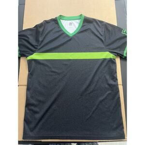 7 Eleven Apparel Large Adult Gray Green Short Sleeve V Neck Uniform Shirt Mens